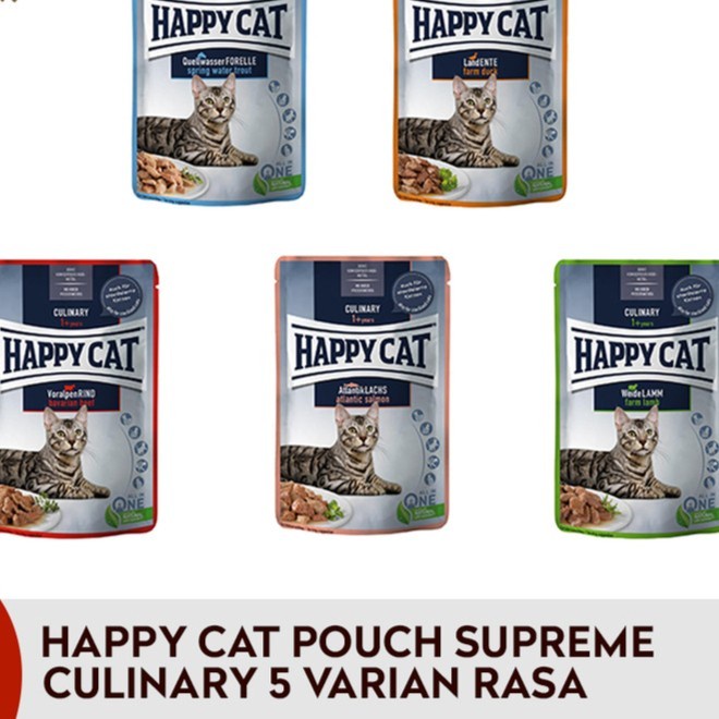 Happy Cat Culinary Pouch 85gr All Variant Makanan Kucing Basah 85gr - Atlantic Salmon