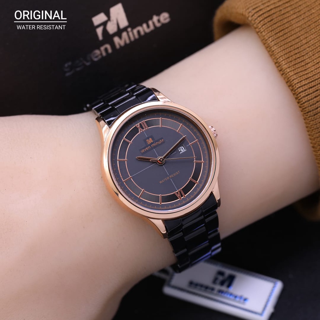 BEST SELLER JAM TANGAN WANITA SEVEN MINUTE M720L ORIGINAL FM75 ANALOG TALI RANTAI BODY BULAT DM 3.3CM FREE BOX &amp; BATERAI || JAM TANGAN FASHION WANITA JAM TANGAN CEWEK MURAH