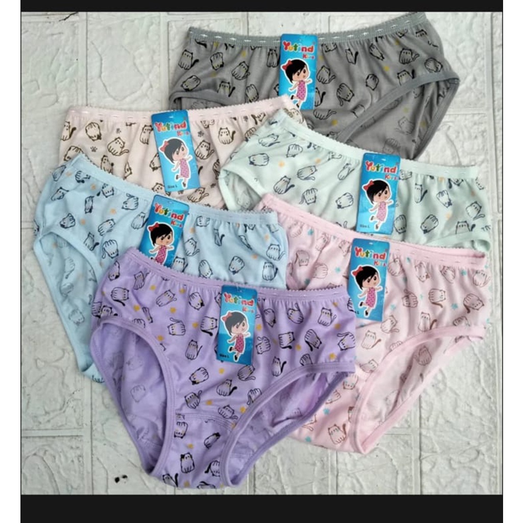 3 / 6 Pcs Celana Dalam Yutind 1184 - CD Anak Perempuan - Random Motif dan Warna