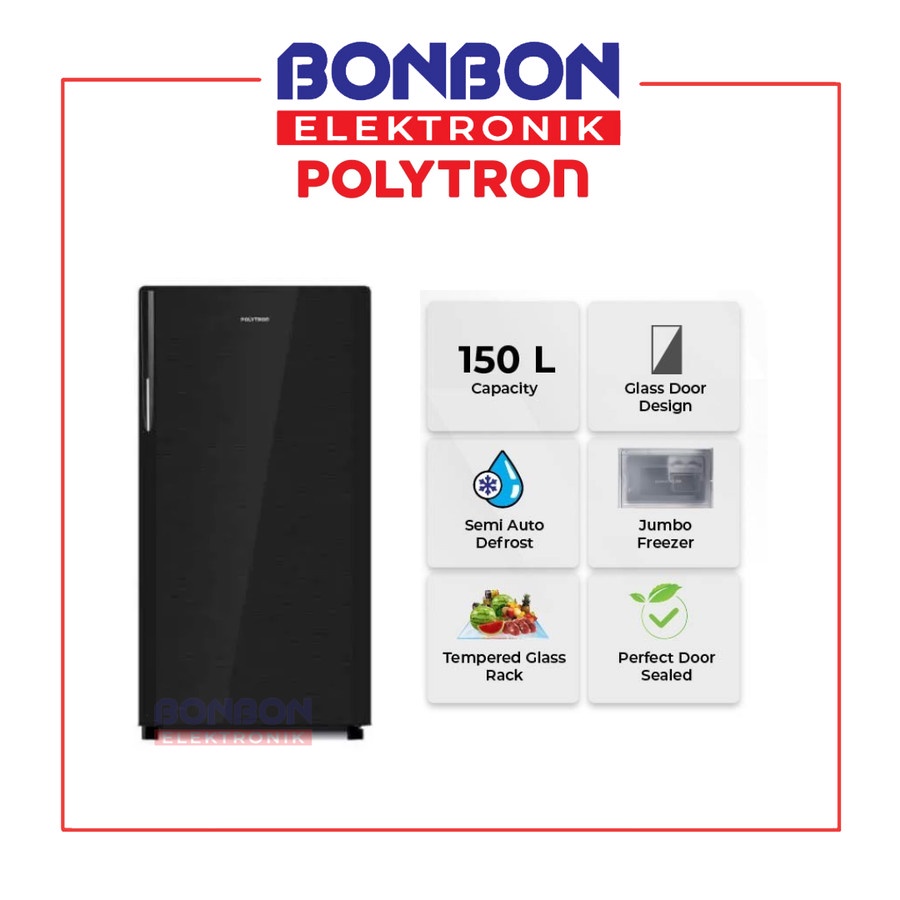 POLYTRON Kulkas 1 Pintu 160L PRA 16DMY Belleza 160 liter 16 DMY