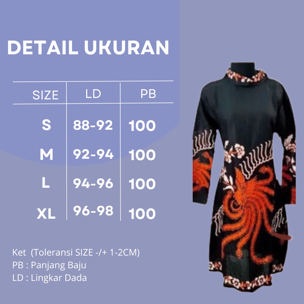 DT OLLSHOP - Seragam Kantor Tunik Atasan Blouse Kerja Wanita / Cewek motif Santika Cendrawasih