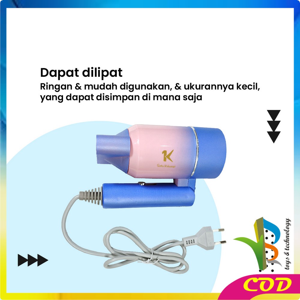 RB-K130 Hair Dryer Pengering Rambut Lipat Dengan Suhu Bisa Diatur Multifungsi / Pengering Rambut Mini / Penata Rambut Salon Kecantikan