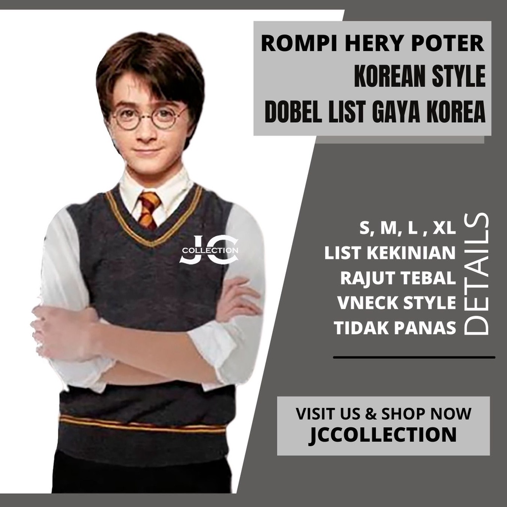 Rompi Rajut Hery Potter Pria Oversize Variasi List Herry Poter / Vest Heri Poter - JCCollections