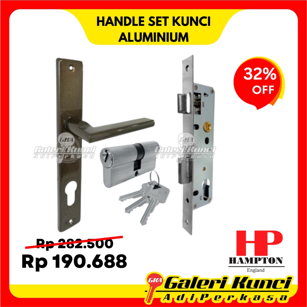 Handle Plate Set Aluminium HAMPTON AI H1514 YBIC Kunci Pintu