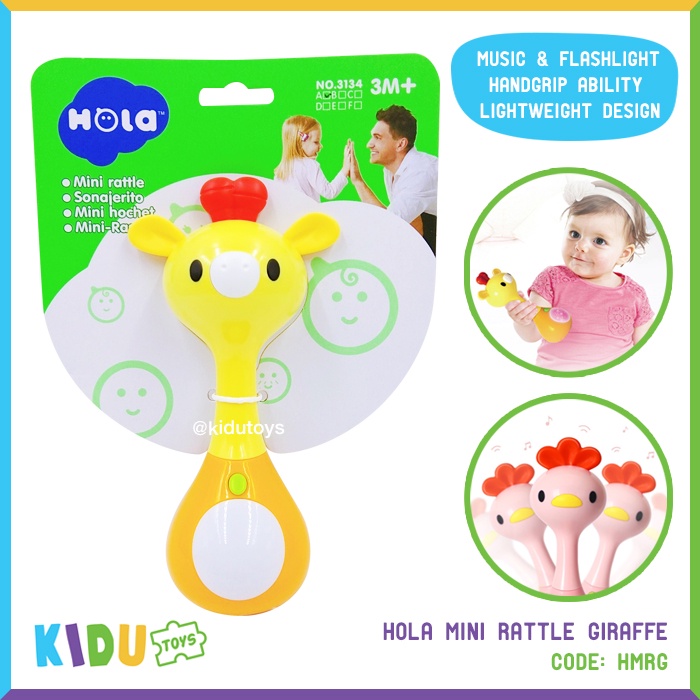 Mainan Anak Bayi Rattle Lucu Hola Mini Rattle Karakter Lion Rabbit Elephant Giraffe Cat Chicken Kidu Toys