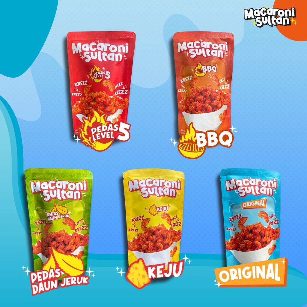 

Snack Murah Cemilan Keluarga Macsul / Macaroni Sultan / Makaroni Kering / Rasa Original / Keju / Bbq / Pedas Daun Jeruk / Pedas Lvl 5