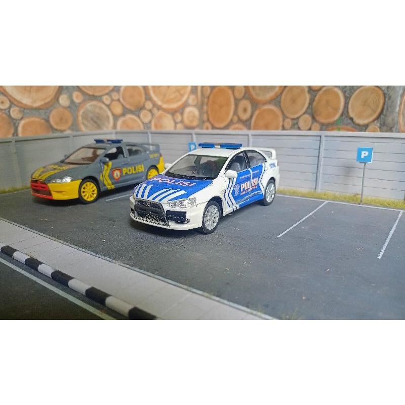 diecast miniatur mobil polisi Indonesia patwal PJR sedan Lancer Evo x