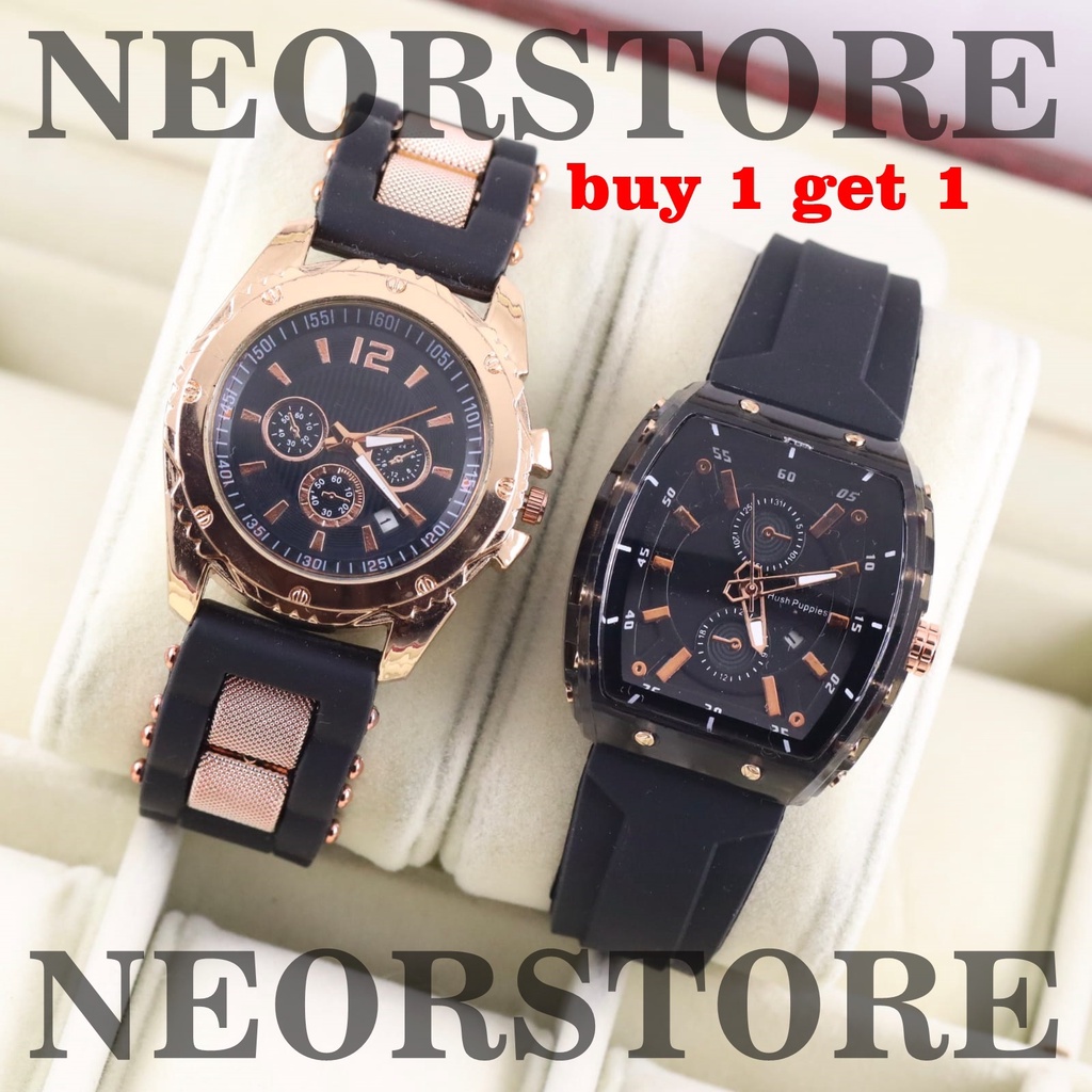 [ BISA COD ] Jam Tangan Wanita Paket Buy 1 Get 1 Strap Rubber Fashion