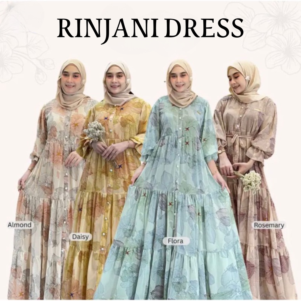 Gamis Ceruty Motif Rinja Bahan Ceruty Babydoll Motif Bunga Size M - XXL Ld 100 - 120 Cm Gamis Wanita Terbaru 2023 Kekinian Maxy Dress Wanita Jumbo Dres Ceruty Busui Friendly Fashion Muslim Wanita Pakaian Wanita Modern Model Kekinian