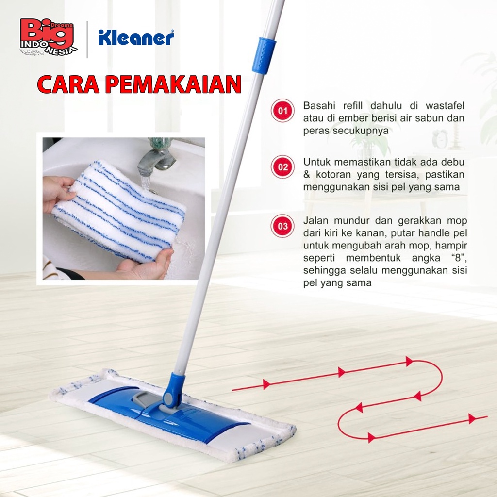 Alat Pel Lantai 1 Pcs Microfiber Flat Mop Pembersih Lantai Kleaner K19008