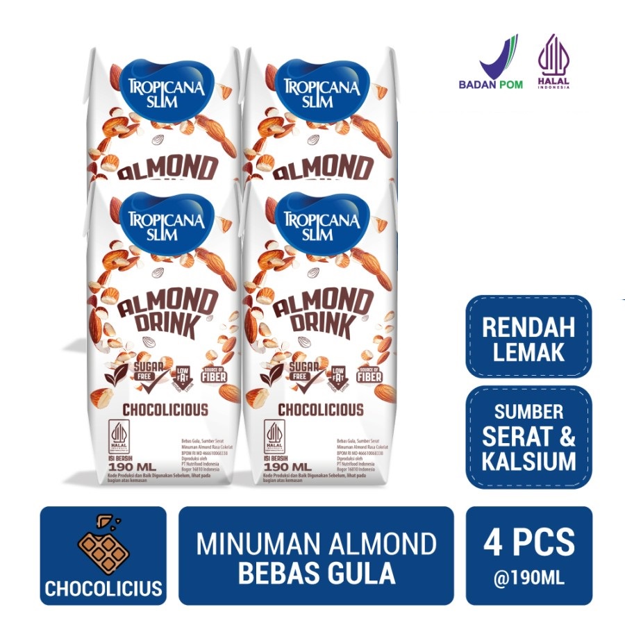 

Tropicana Slim Almond Drink 190ml (4 pcs) - Ready to Drink Cokelat