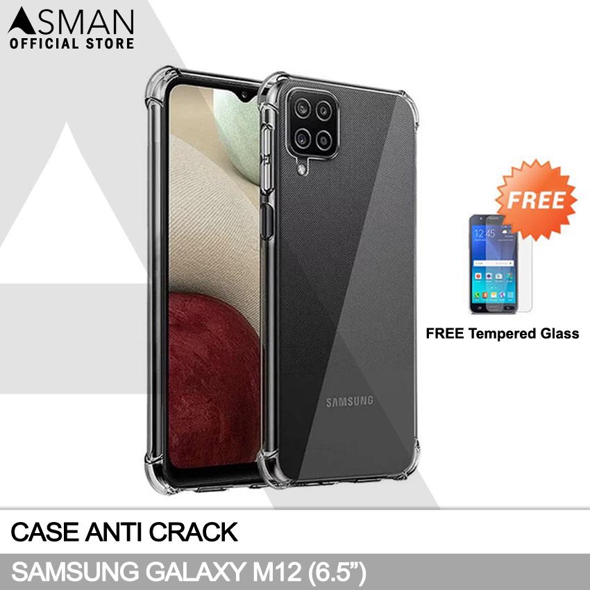 Anti Crack Samsung Galaxy M12 (6.5&quot;) | Soft Case Anti Bentur + FREE Tempered Glass