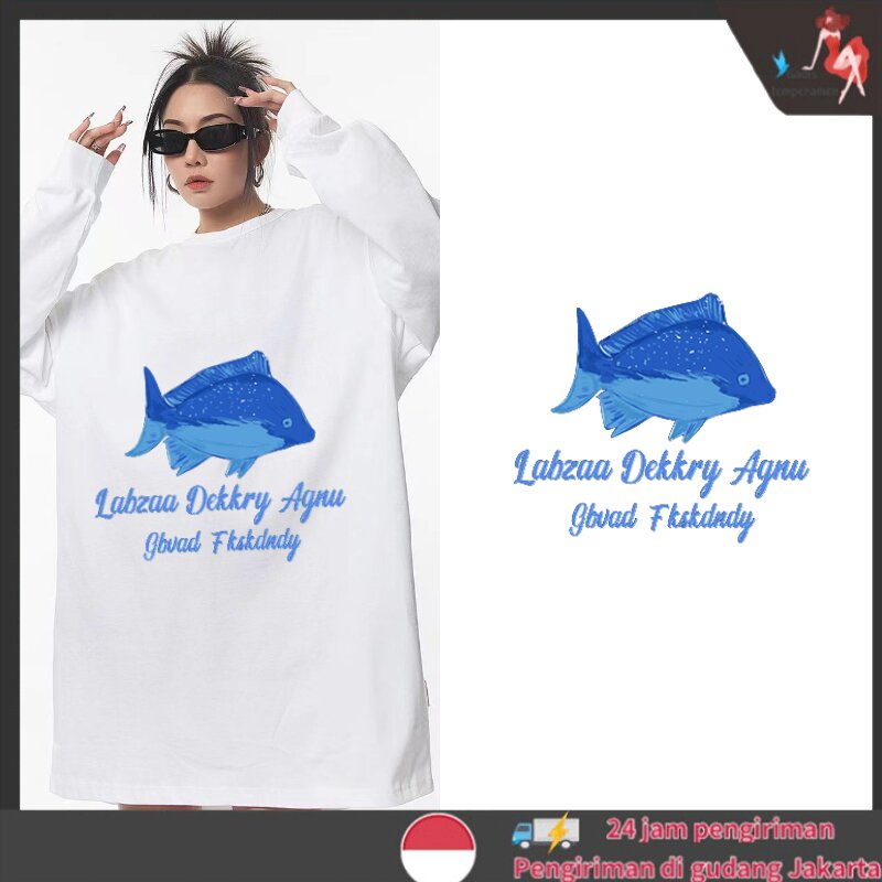 Hip-hop Amerika Print Kaos Wanita Oversize Lengan Panjang