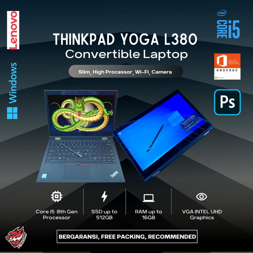 Lenovo Thinkpad L380 L390 Yoga Core i7 Gen 8 Free Pen Stylush Like New Warranty