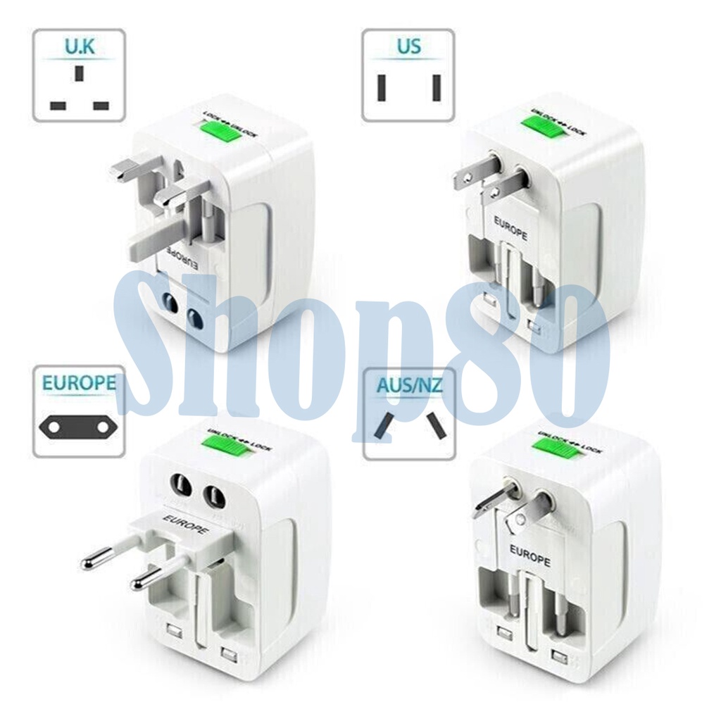 Universal Travel Adaptor International Plug Adapter Charger Traveling Converter Stop Kontak Colokan US UK EU AU