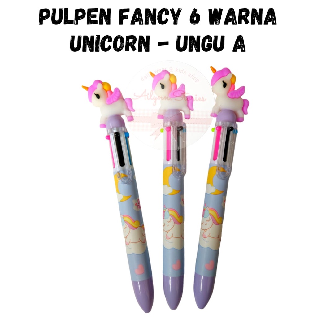 Pulpen Fancy Cetek 6 warna unicorn