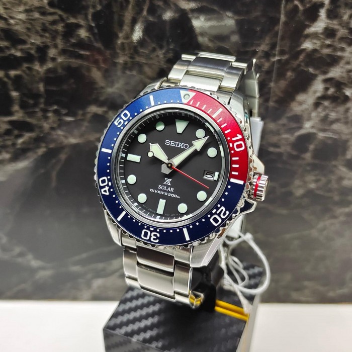 Seiko Prospex SNE591P1 Solar Diver Pepsi - Jam Tangan Pria SNE591