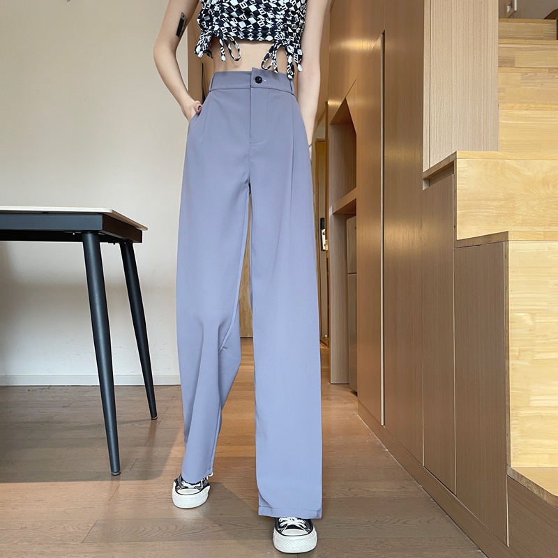 LOOSE PANTS TROUSERS DENIM BLUE CELANA ANTI KUSUT WANITA CELANA KULOT WANITA CELANA KANTOR FORMAL CELANA KERJA WANITA