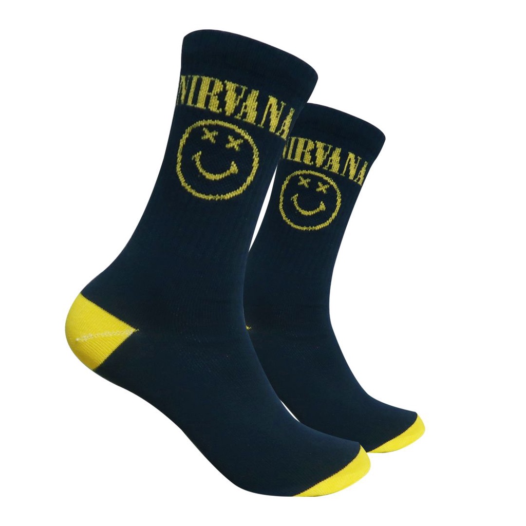 Kaos Kaki Motif Nirvana Dasar Navy ( B8 )