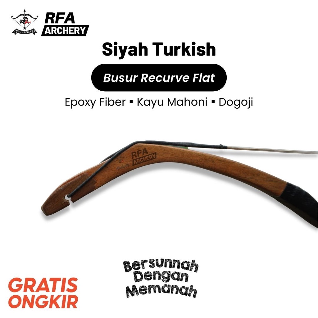 Siyah Turkish Untuk Busur Panah Recurve Kayu Mahoni Laminasi Cocok Untuk Horsebow - RFA Archery