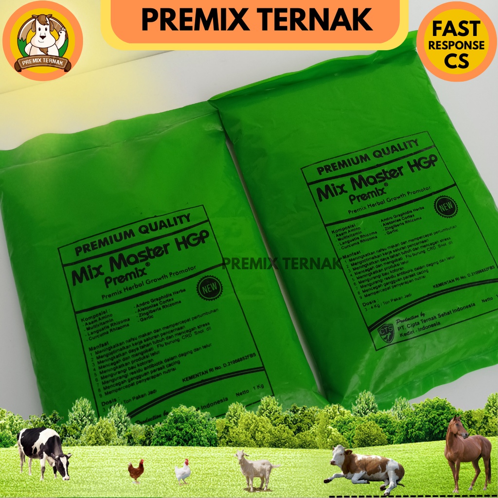 MIX MASTER HGP 1KG PREMIUM QUALITY - HERBAL GROW PROMOTOR 1KG - Premix HGP Pemacu pertumbuhan ternak ayam bebek puyuh - AGP broiler - AGP