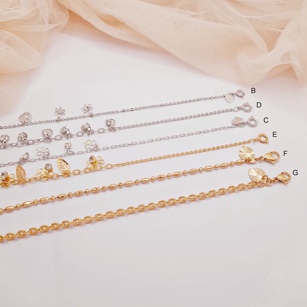 Gelang Kaki Wanita Xuping Premium Asli Anti Karat Nori Ukir Jurai Merica - BB605