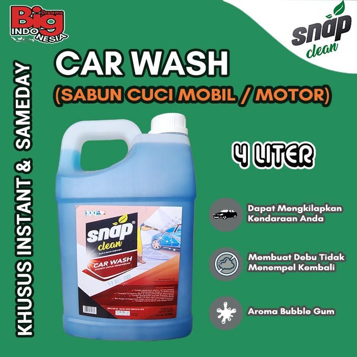 Sabun Cuci Mobil Motor Shampo Snap Clean 4 Liter Instant Sameday