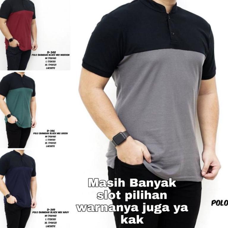 MURAH BANGET Kaos Pollo Kombinasi Kerah Sanghai / Kaos Polo Pria Kerah Sanghai / Kaos Polo Distro / 