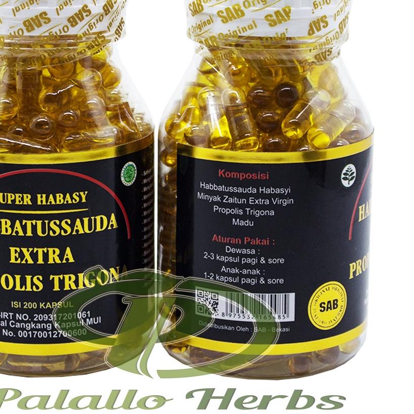 ☏ Habbatussauda Extra Propolis Trigona SAB Isi 200 Kapsul | setara UMS ✮