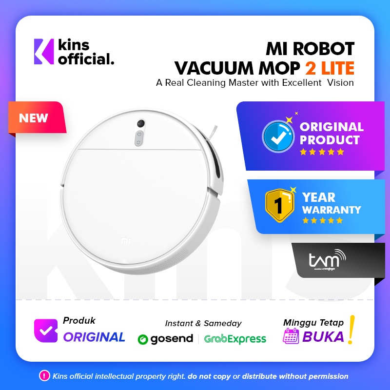 Xiaomi Mi Robot Vacuum-Mop 2 Lite Pola Pembersihan Zigzag 25 Sensor Daya Hisap Kuat 2.200 Pa