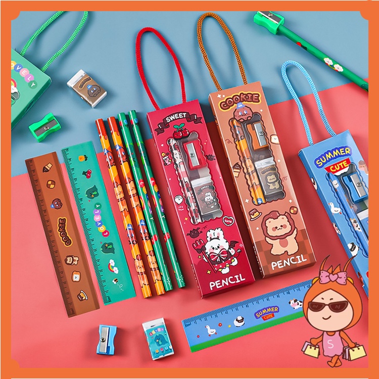 

Reseller Welcome - S5689 Set Alat Tulis Sekolah 5 in 1 Karakter Lucu / 5Pcs Set Alat Tulis Pensil Motif Kartun Lucu / Stationery Set 5 In 1