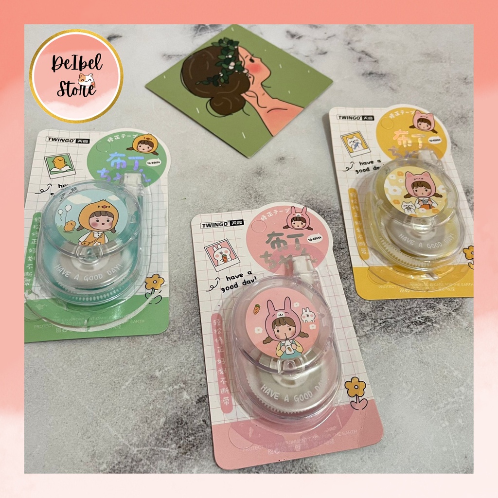 

CORRECTION TAPE CEWE TWINGGO TG-B3654 HAVE A GOOD DAY CEWE GIRL PANJANG KOREKSI TIPE X ALAT TULIS PENGHAPUS PENA