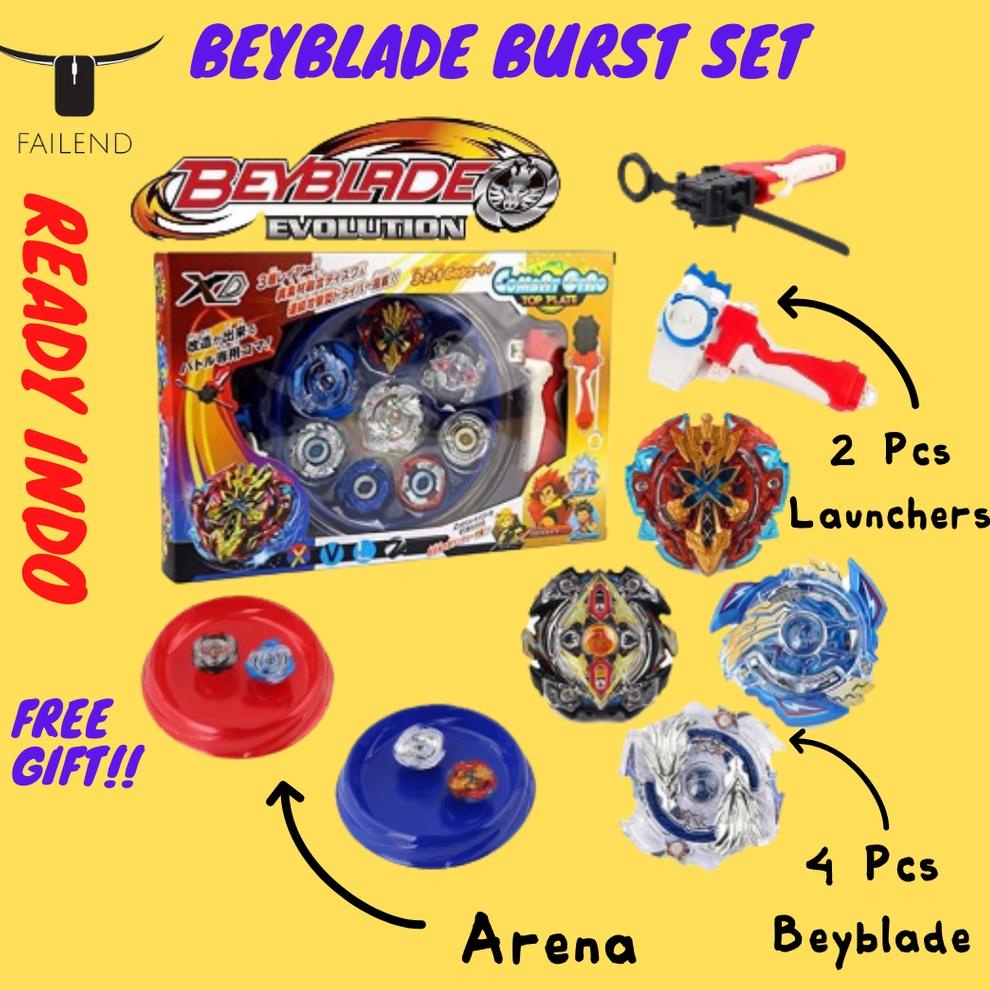 BEST PRODUCT Gangsing Beyblade burst set 4Pcs Gasing bayblade + Launcher untuk Anak-anak