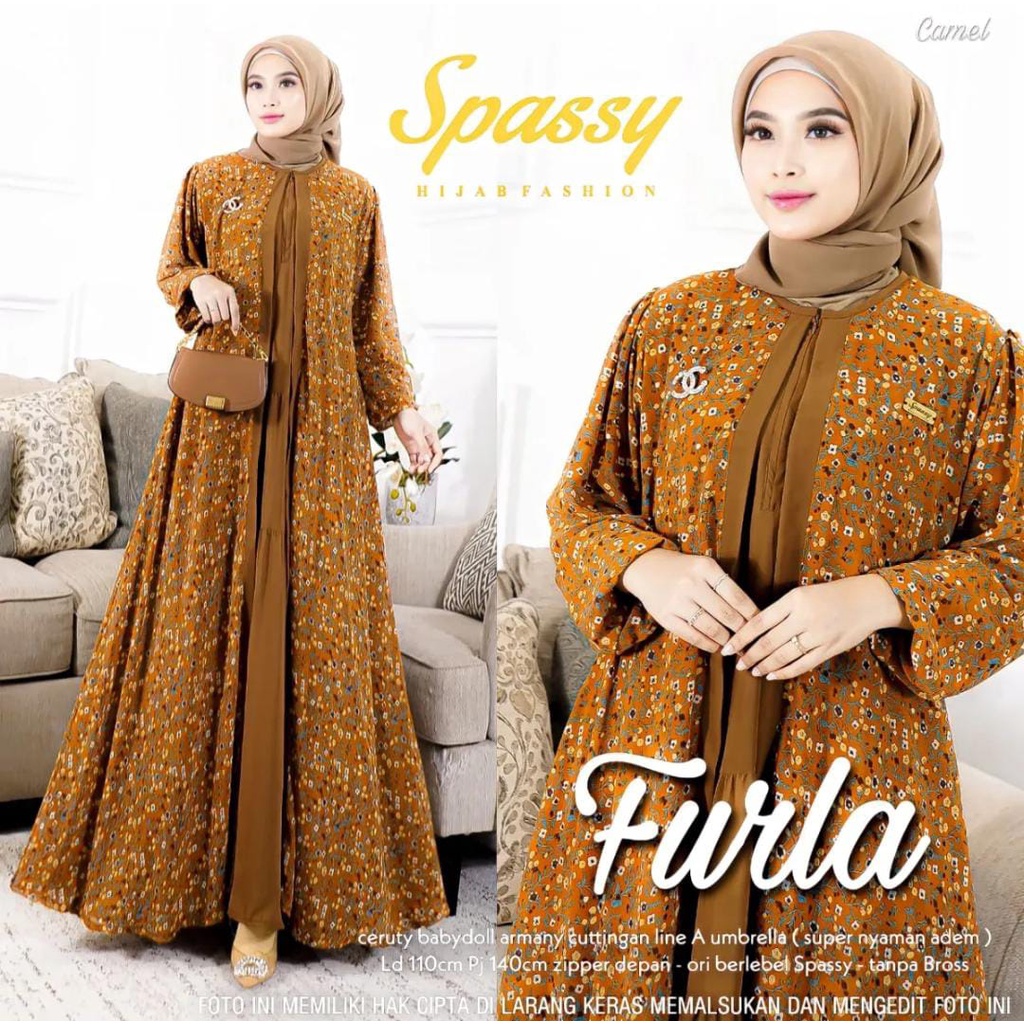 Gamis Furla Dress Full Ceruty || Realpict (COD Bayar Ditempat)