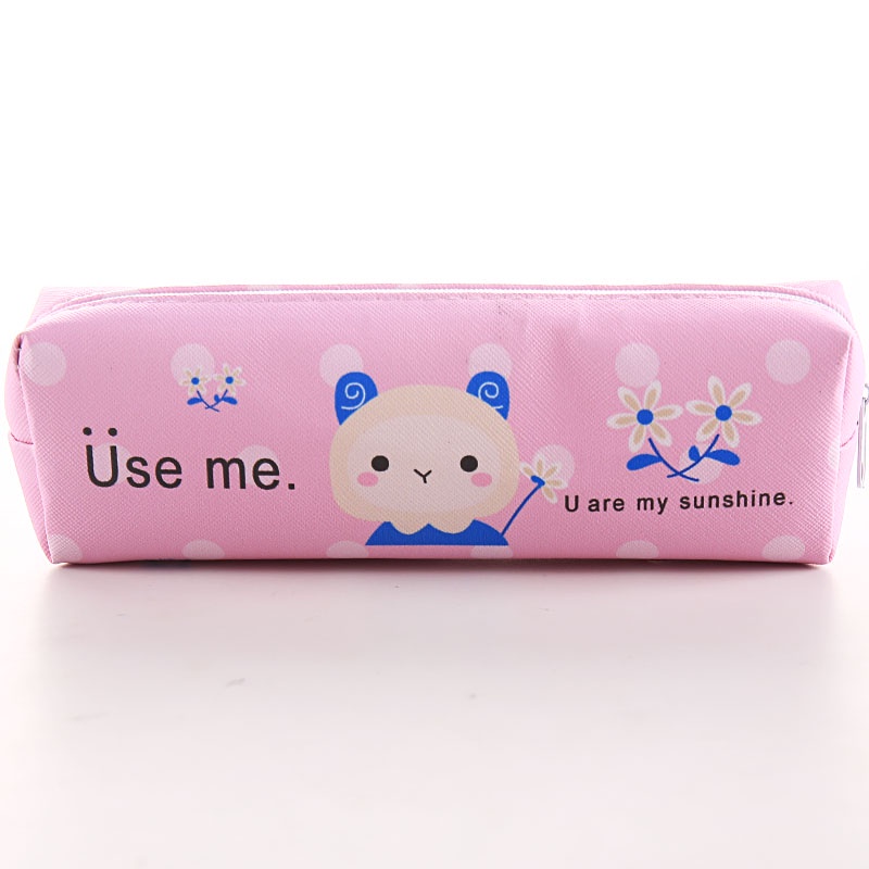 Tempat Pensil Dan Alat Tulis Sekolah / Cute Cartoon Animal PU Pencil Case with Zipper Waterproof Durable Pen Pouch