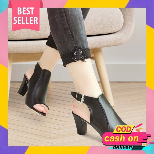 Short Heels 3Cm By Zara Ankle Strap Square Diamond Suede Import High Quality Fashion Shoes Sepatu Wa