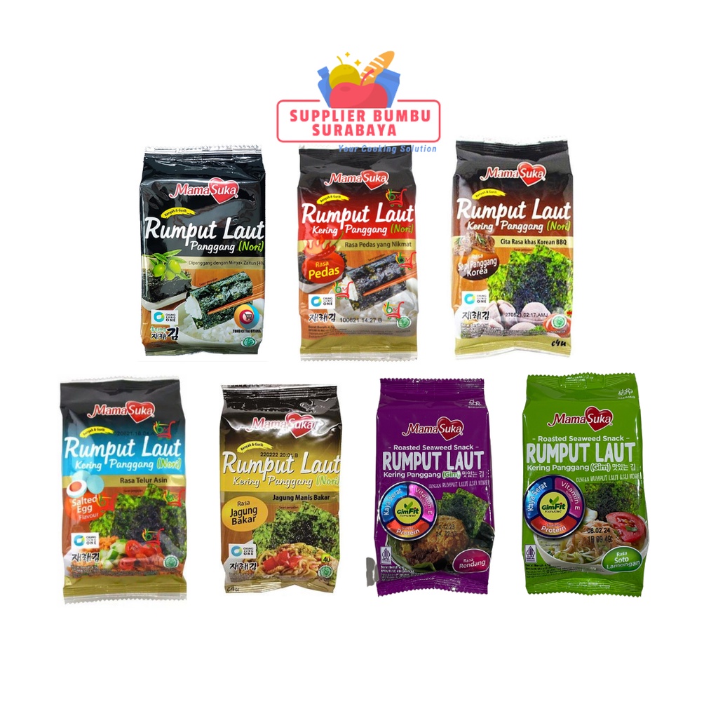 MamaSuka Rumput Laut Kering Panggang Roasted Nori Seaweed All Varian 4.5g
