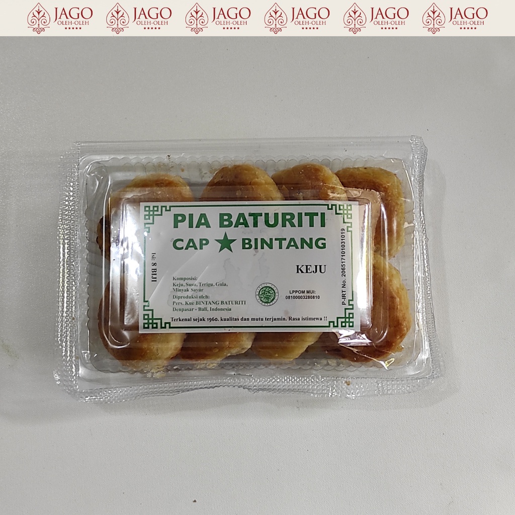 Pia Baturiti cap Bintang Bali isi 8pcs kotak mika - Coklat, Wijen, Keju, Kacang Hijau