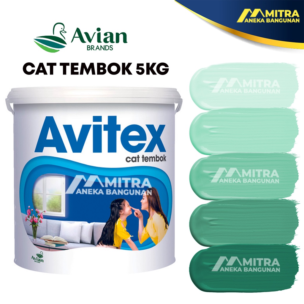 CAT TEMBOK AVITEX INTERIOR 5 KG / AVIAN G23 WARNA HIJAU TOSCA TEAL