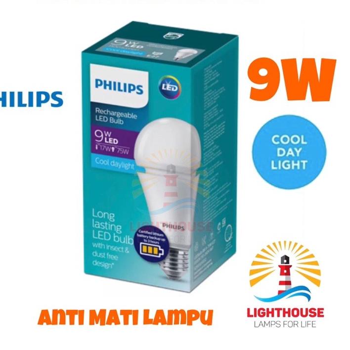 12.12 Flash Sale Philips Lampu Emergency Led Bulb Rechargeable 9W E27 Putih 9 Watt !!