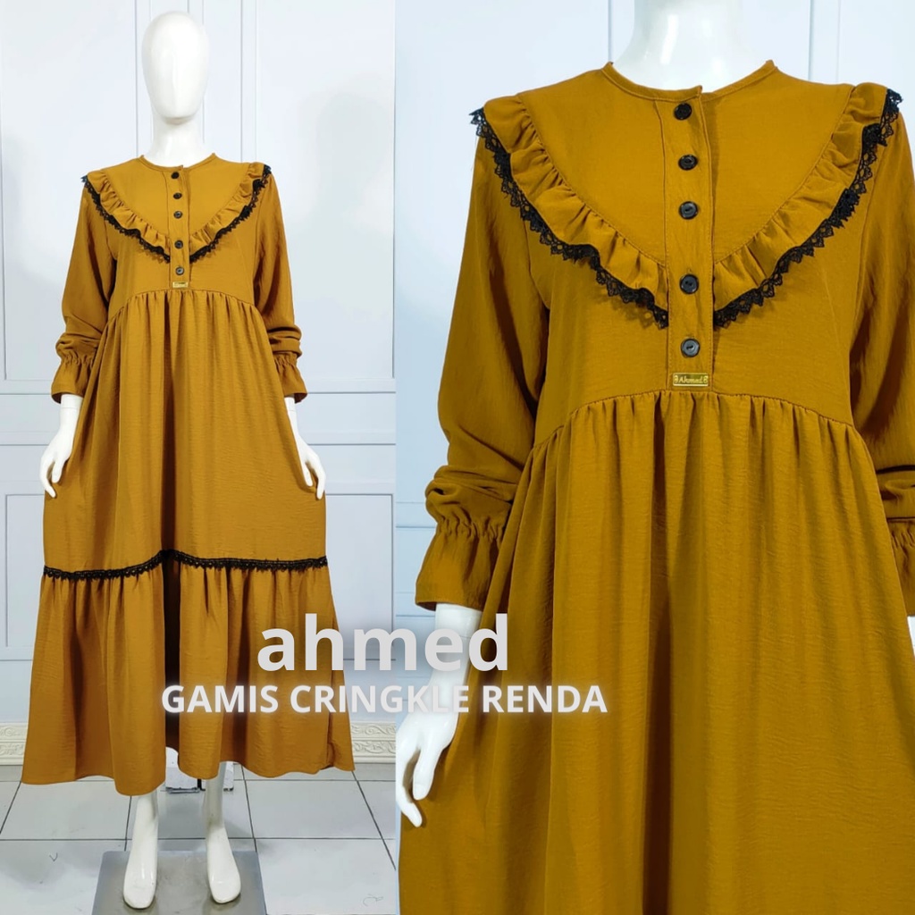 GAMIS CRINGKEL PREMIUM/GAMIS KRINGKEL RENDA DADA/GAMIS JUMBO/GAMIS MIDI RENDA SALVINA AHMED.STORE