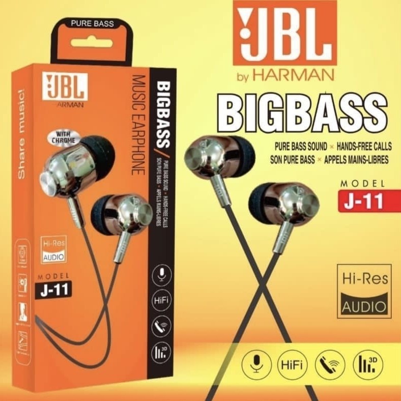 headset JBL J-11 +mic super bass earphone JBL +mic heansfree JBL MANTAP