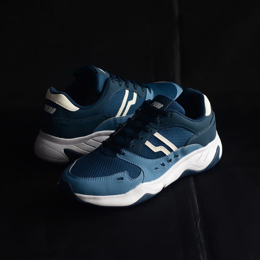 Sepatu Sneakers Keren Pria Wanita Kekinian Piero Ergo Street Original [Navy White - Dark Khaki - Gre