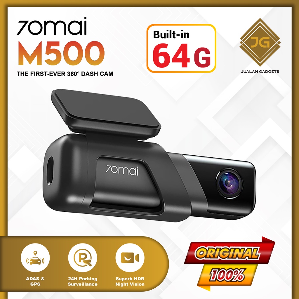 70mai Dash Cam M500 1944P GPS FOV170° Built-in 64G ADAS Voice Control - Kamera Mobil