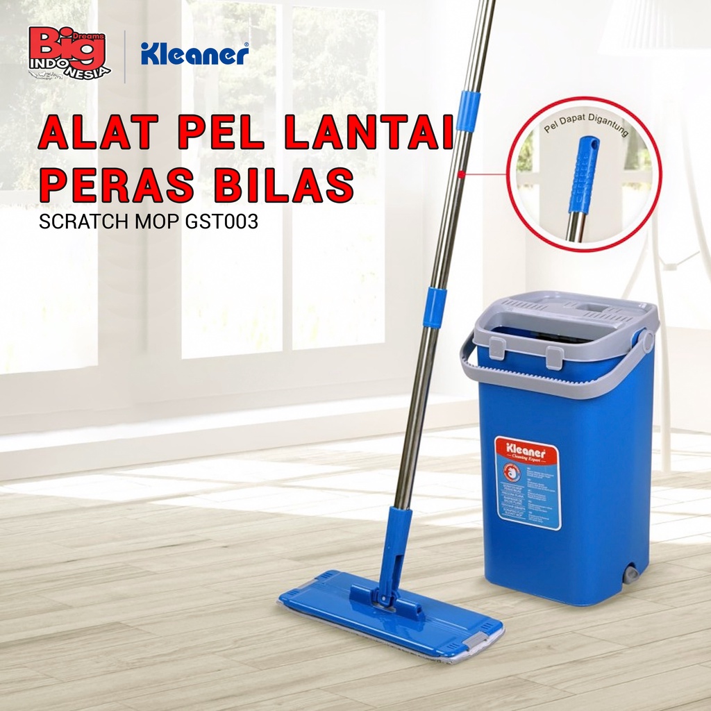 Alat Pel Peras Bilas Stainless Kain Microfiber Scratch Mop Pembersih Lantai Kleaner GST003