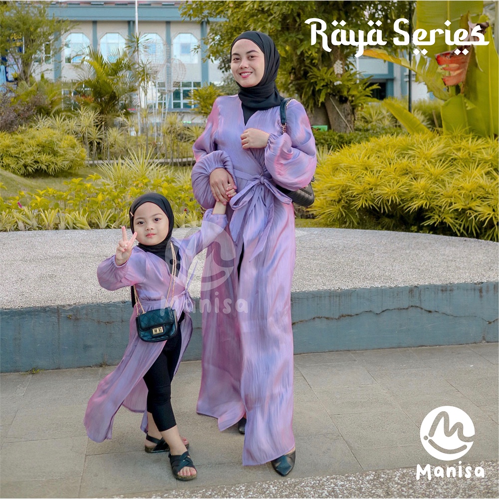 DRESS SHIMMER ABAYA TURKI OUTER PREMIUM SILK BISA SET COUPLE ANAK DAN IBU