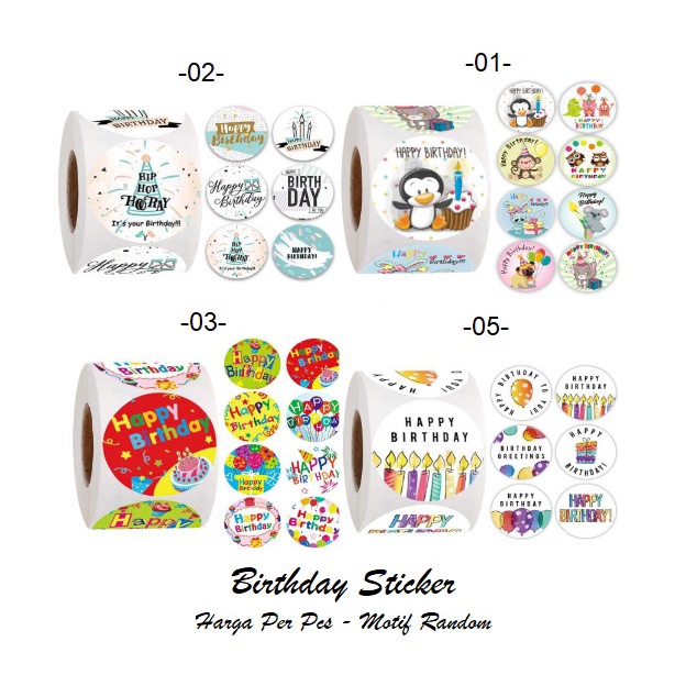 

HBD05 Sticker Label Logo Tempel Happy Birthday Karakter Binatang Lucu