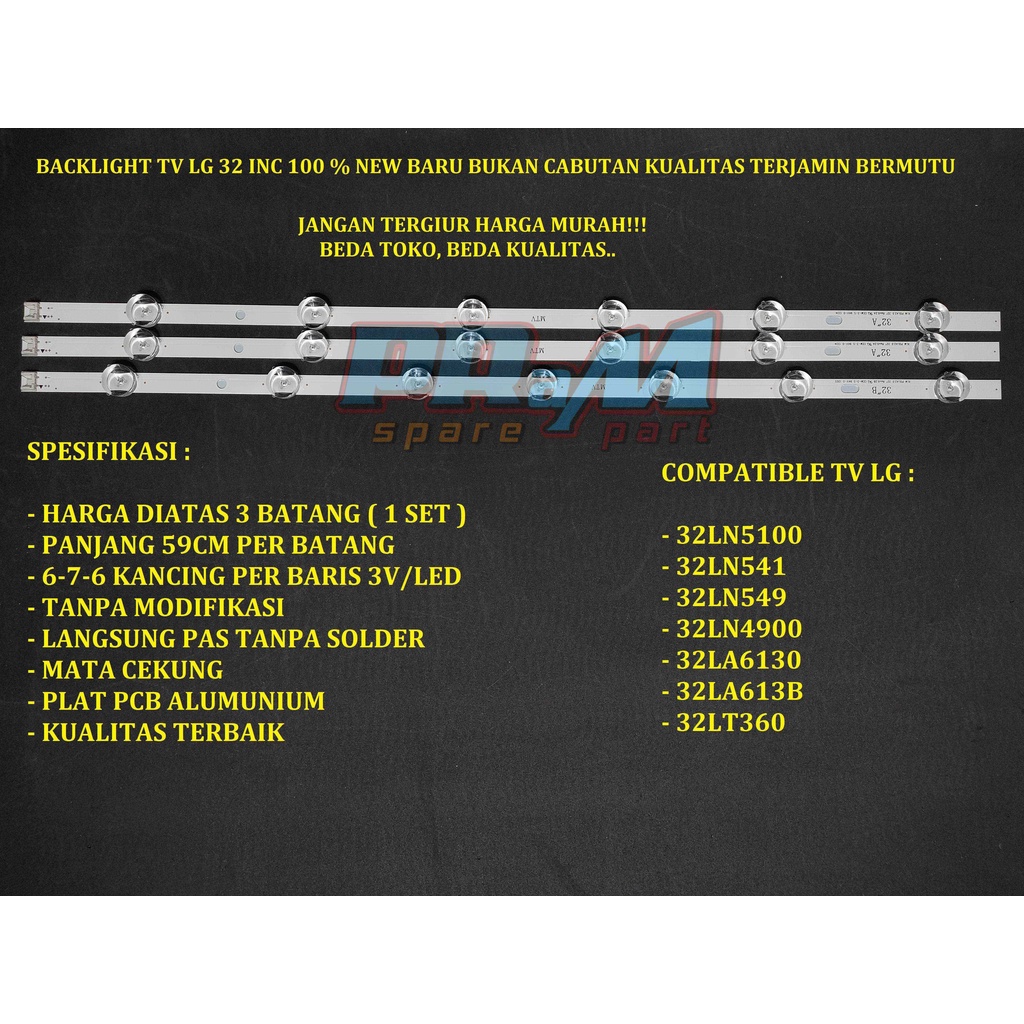 Backlight LG 32LN5100 - Lampu Led TV LG 32LN5100 MURAH - BACKLIGHT 6-7-6