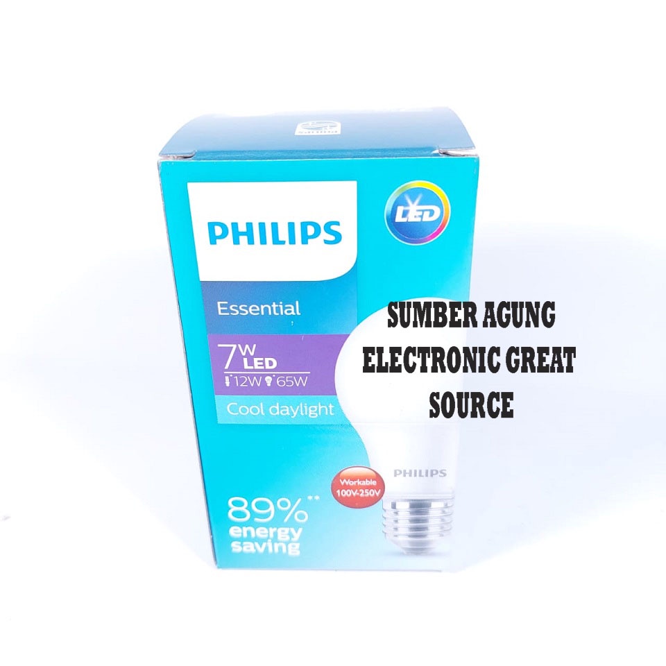 Lampu LED Philips Essential 7W 7 Watt Dus Biru Muda cahaya Putih Cool Daylight