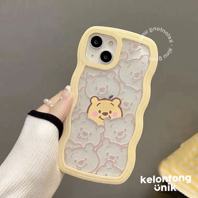 For iPhone - Pooh 2in1 Pastel Wavy Case